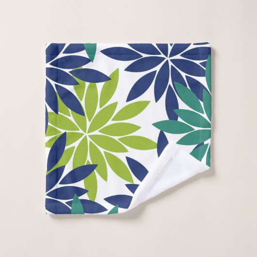 Geometrisches Abstraktes Dahliendesign Badhandtuch Set (Waschlappen)