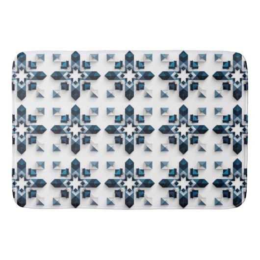Geometrisches abstraktes Design in Blau und Weiß Badematte (Vorderseite)