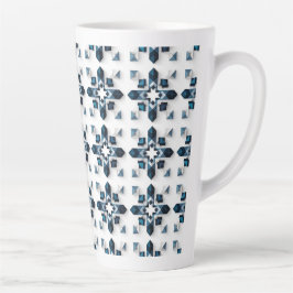 Geometrisches abstraktes Design in Blau und Weiß Milchtasse