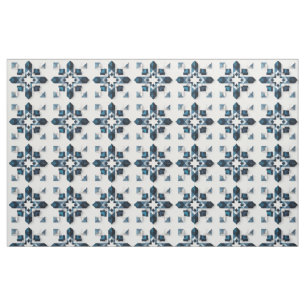 Geometrisches abstraktes Design in Blau und Weiß s Stoff