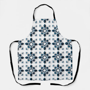 Geometrisches abstraktes Design in Blau und Weiß Schürze