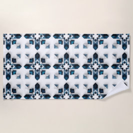 Geometrisches abstraktes Design in Blau und Weiß Strandtuch