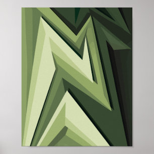 Geometrisches abstraktes Design in grünen Farbtöne Poster