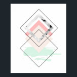 Geometrisches abstraktes Design Poster<br><div class="desc">Dieses Design ist in rosa und minzgrün gehalten und in schwarzen geometrischen Formen gestaltet.</div>