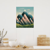 Geometrisches Abstraktes Gebirge Modernes Pastel M Poster (Küche)