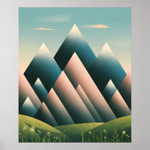 Geometrisches Abstraktes Gebirge Modernes Pastel M Poster