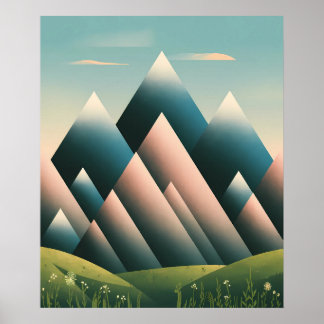 Geometrisches Abstraktes Gebirge Modernes Pastel M Poster