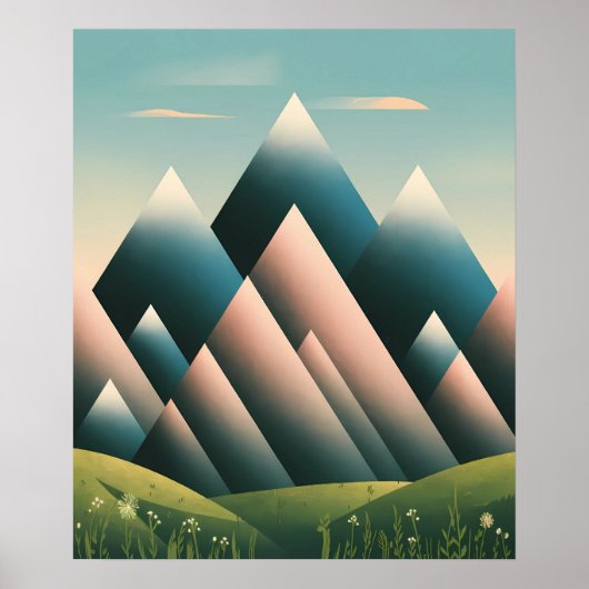 Geometrisches Abstraktes Gebirge Modernes Pastel M Poster (Vorne)