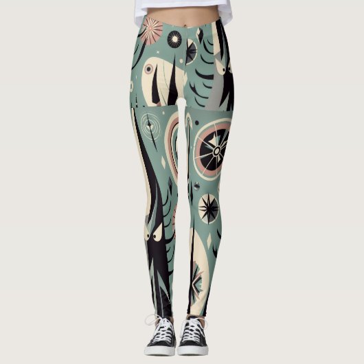 Geometrisches abstraktes kosmisches Baumdesign Leggings (Vorderseite)