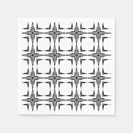 Geometrisches abstraktes Kunstschwarz Serviette (Vorderseite)