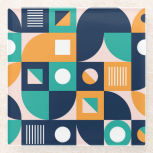 Geometrisches abstraktes Muster: buntes, modernes Glasuntersetzer
