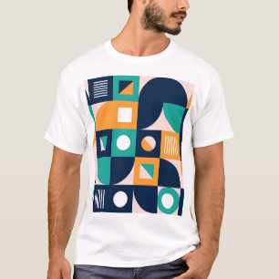 Geometrisches abstraktes Muster: buntes, modernes T-Shirt