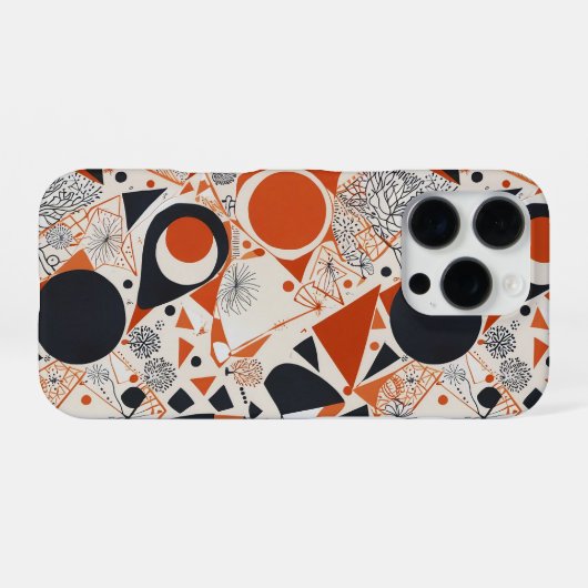 Geometrisches abstraktes Muster in Korallen, Rot u iPhone Hülle (Rückseite (Horizontal))