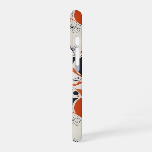 Geometrisches abstraktes Muster in Korallen, Rot u iPhone Hülle (Linke Seite)