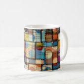 Geometrisches abstraktes Muster in Low-Poly-Pixela Kaffeetasse (VorderseiteRechts)