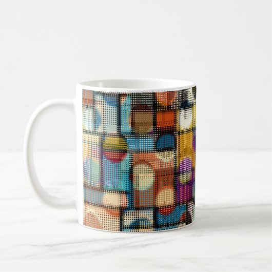 Geometrisches abstraktes Muster in Low-Poly-Pixela Kaffeetasse (Links)