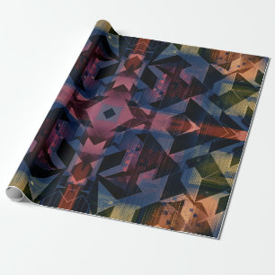 Geometrisches abstraktes Muster mit blauem Fluss Geschenkpapier