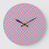 Geometrisches abstraktes Muster mit psychedelische Große Wanduhr (Vorderseite)