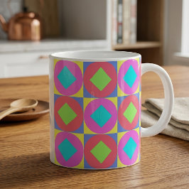Geometrisches abstraktes Muster mit psychedelische Kaffeetasse