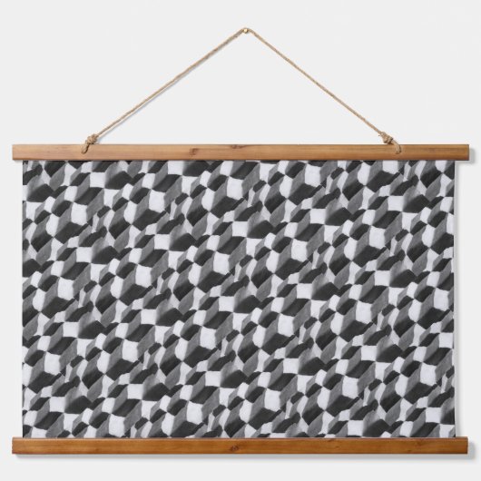 Geometrisches Abstraktes Muster Moderne Elegante E Wandteppich Mit Holzrahmen (Vorderseite)