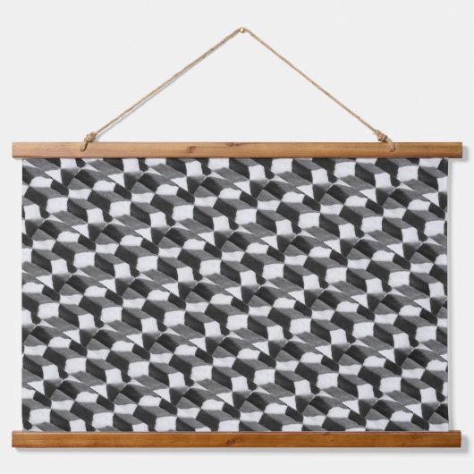 Geometrisches Abstraktes Muster Moderne Elegante E Wandteppich Mit Holzrahmen (Vorderseite 2)