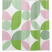 Geometrisches Abstraktes Muster Rosa und Grün Duschvorhang (Vorderseite)