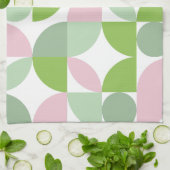 Geometrisches Abstraktes Muster Rosa und Grün Geschirrtuch (Gefaltet)