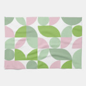 Geometrisches Abstraktes Muster Rosa und Grün Geschirrtuch (Horizontal)