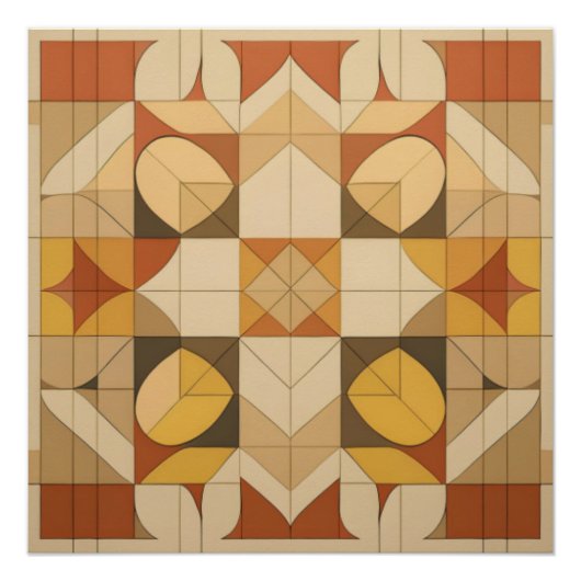 Geometrisches Abstraktes Muster - Warme Farbtöne Poster (Vorderseite)