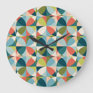 Geometrisches, Abstraktes Nahtloses Design Mitte d Große Wanduhr