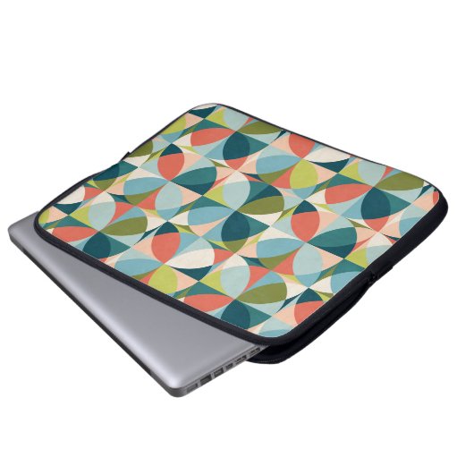Geometrisches, Abstraktes Nahtloses Design Mitte d Laptopschutzhülle (Vorne Knopf)