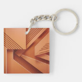 Geometrisches Abstraktes Orangenmuster Schlüsselanhänger (Rückseite)