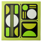 Geometrisches Abstraktes Retro Art Chartreuse Gree Fliese (Vorderseite)