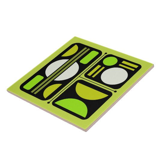 Geometrisches Abstraktes Retro Art Chartreuse Gree Fliese (Seite)