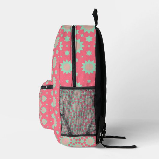 Geometrisches abstraktes Rosa und lila Muster Bedruckter Rucksack (Rechts)
