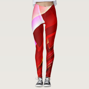 Geometrisches abstraktes rotes Muster Leggings