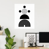 Geometrisches Abstraktes Schwarzes Mittelalter Poster (Heimbüro)
