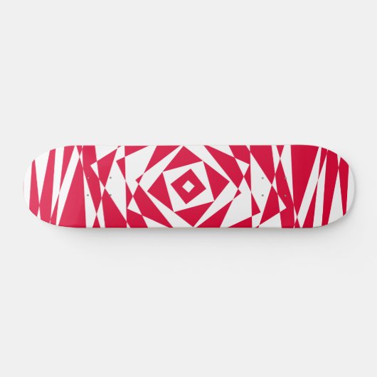 Geometrisches Abstraktes White & Red Illusion Skat Skateboard (Horizontal)