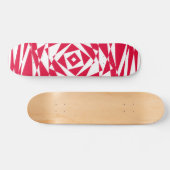 Geometrisches Abstraktes White & Red Illusion Skat Skateboard (Horizontal)