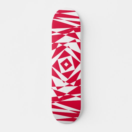 Geometrisches Abstraktes White & Red Illusion Skat Skateboard (Vorne)