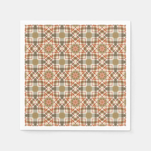 Geometrisches achteckiges Muster mit warmen Farben Serviette (Vorderseite)