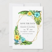 Geometrisches Aloha Tropical Summer Wedding Foto Einladung (Vorderseite)
