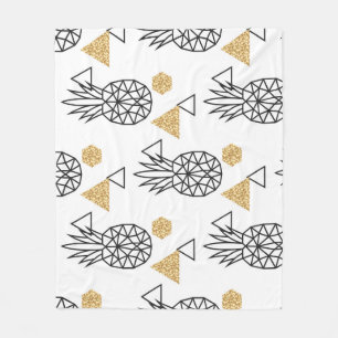 Geometrisches Ananas Gold Dots Muster. Fleecedecke