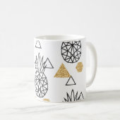 Geometrisches Ananas Gold Dots Muster. Kaffeetasse (VorderseiteRechts)