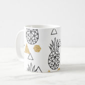 Geometrisches Ananas Gold Dots Muster. Kaffeetasse (Vorderseite Links)