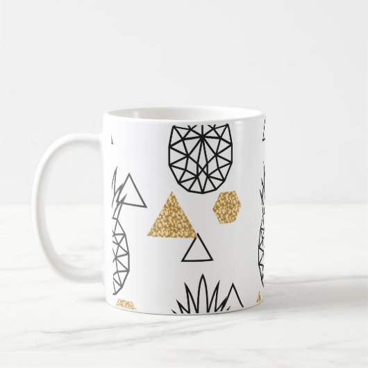 Geometrisches Ananas Gold Dots Muster. Kaffeetasse (Links)