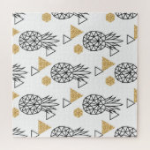 Geometrisches Ananas Gold Dots Muster. Puzzle (Horizontal)