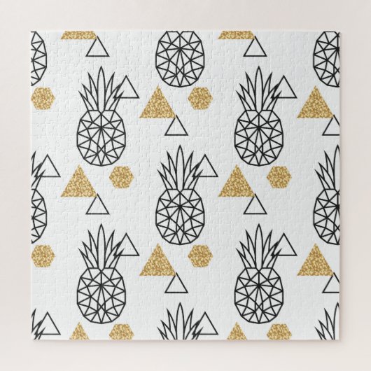 Geometrisches Ananas Gold Dots Muster. Puzzle (Vertikal)