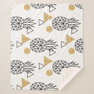 Geometrisches Ananas Gold Dots Muster. Sherpadecke