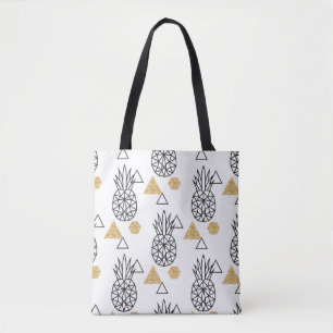 Geometrisches Ananas Gold Dots Muster. Tasche
